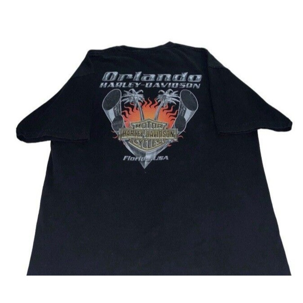 Harley Davidson Orlando Tee Men’s Large Florida USA Skull Biker T-Shirt Black